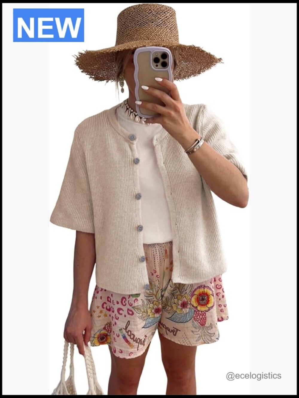 Short Sleeve Button-Front Cardigan Sweater Lightweight